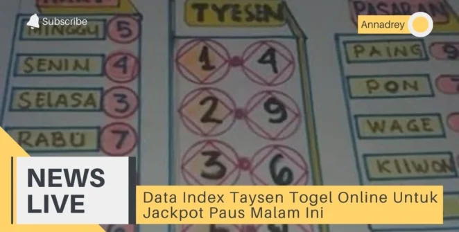 Data Index Taysen Togel Online Untuk Jackpot Paus Malam Ini